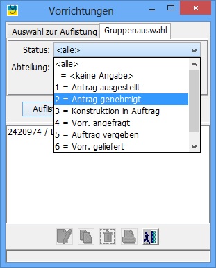 Auswahl der Vorrichtung nach Status