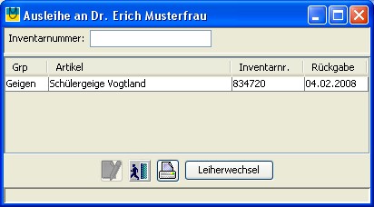 Ausleihe von Inventar